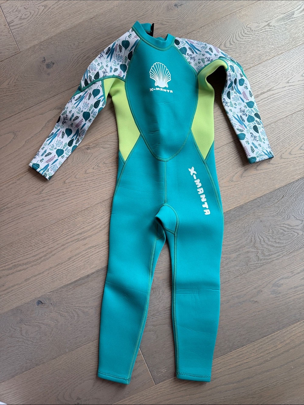 X-Manta Teal & Lime Kids Long-Sleeve Swim Rashguard